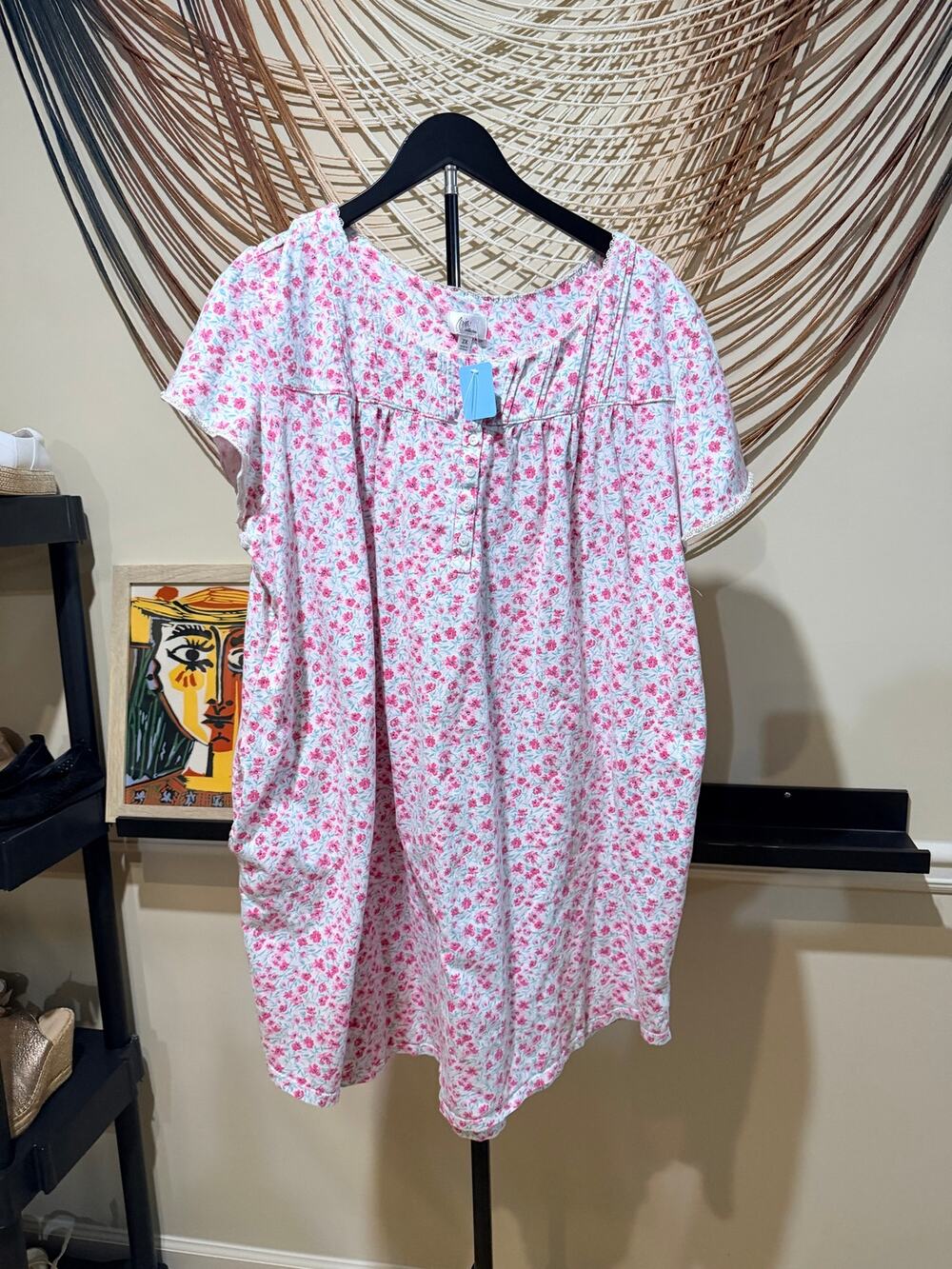Aria 100% cotton pajama dress floral print with pockets 2xl